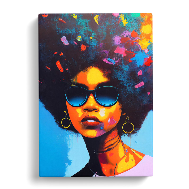 CAN-V0523-2936X Woman With Afro Hydrodipped - Wrapped Canvas Print, 50cm H x 35cm W