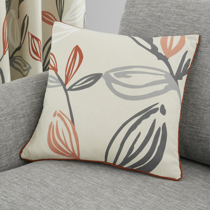 Ensley Floral Square Cushion, Ochre Yellow, Polyester/Polyfill