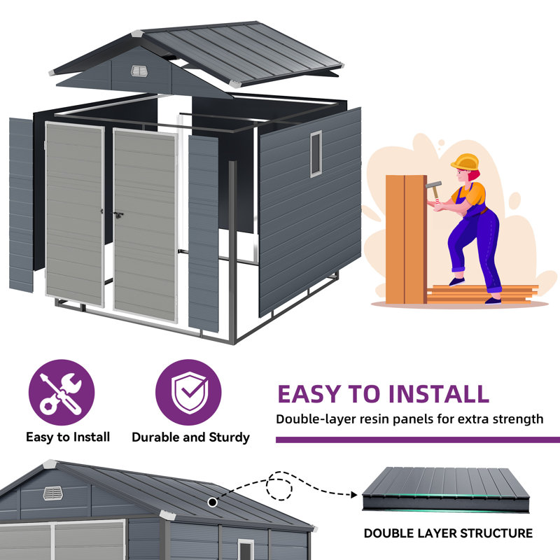 7.9ft x 9.1ft  Outdoor Resin Storage Shed