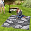 Tapis d'extérieur pour véhicule récréatif, tapis de patio 6 pi x 9 pi, gris et blanc
