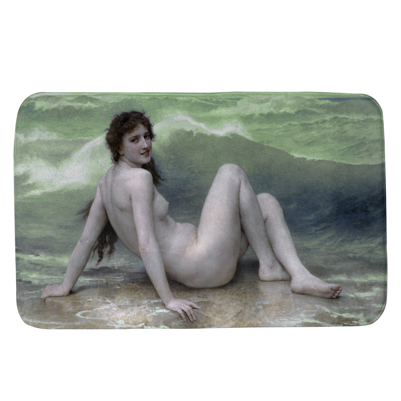 Tapis pour salle de bain wave, l 17 po x L 24 po, Beige et vert