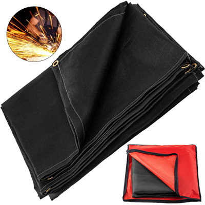 Couverture de soudage 6 x 10 pi en fibre de verre noire