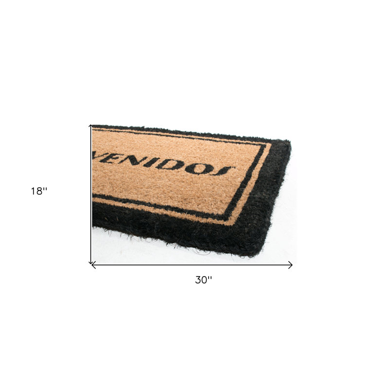 Tapis pour porte d'extérieur en coco brun et noir 18 po x 30 po Bienvenidos