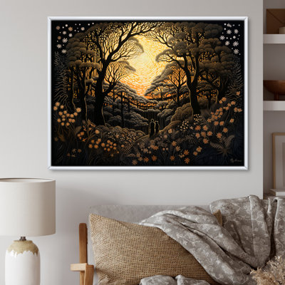 «Countryside Romance Magical Full Moon Trees», reproduction sur toile