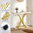 Bleckley 39.3" Console Table with Faux Marble Top & Gold Metal Frame-442719207