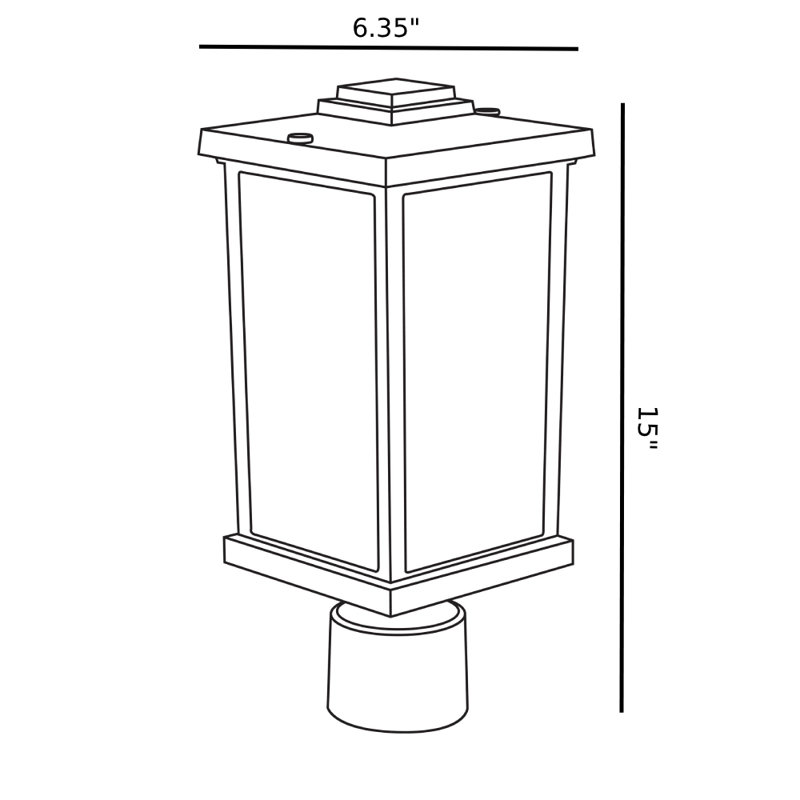Artisan Square Post Top Fixture with Clear Acrylic Diffuser, Black, Black