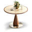 Beige + cristal-crème + brun + pierre frittée ronde argentée + bois massif + table de salle à manger en acier inoxydable-133260579