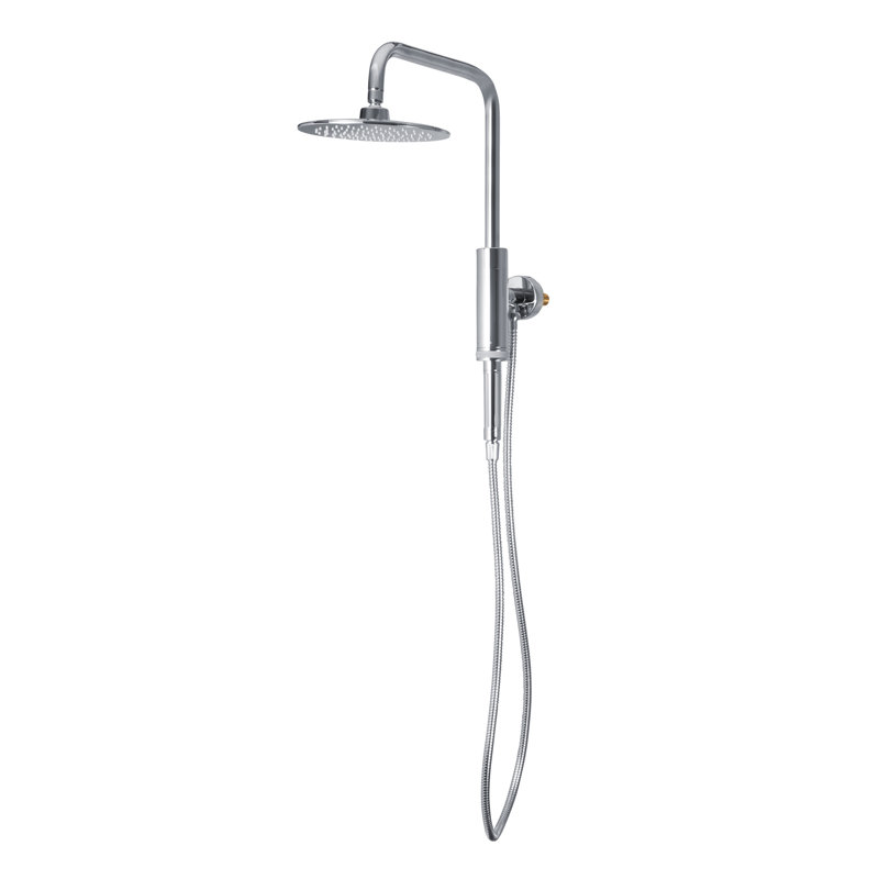 Aquarius 8-in Rain Showerhead Shower System with Pivoting Shower Arm and Magnetic Handshower Holder, Chrome