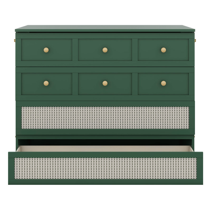 Murphy Bed with Large Drawers, Full, Green