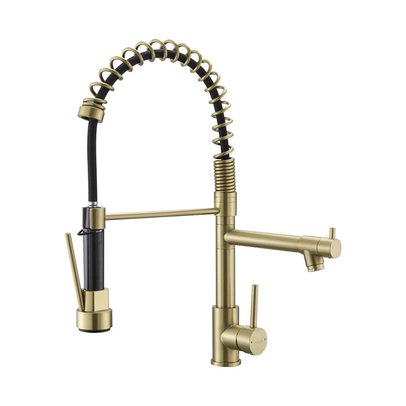 Single Hole Pull Down Kitchen Faucet With Pot Filler Single Handle Kitchen Sink Faucets Spring Stainless Steel Kitchen Basin Taps