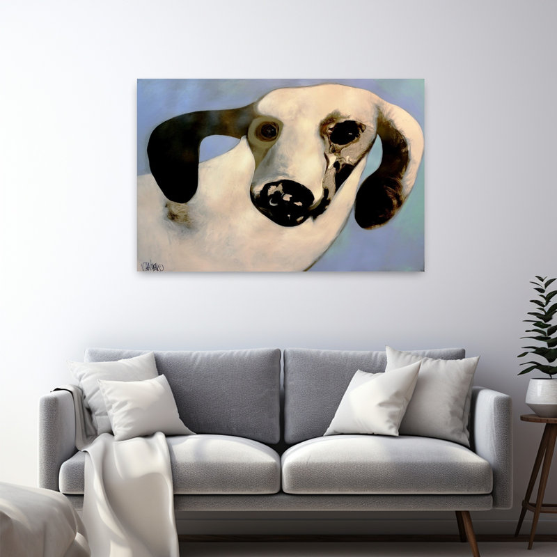 Dreamy Canine Portrait Abstract Elegant Serene Dog Portrait, art mural, H 32 po x l 48 po