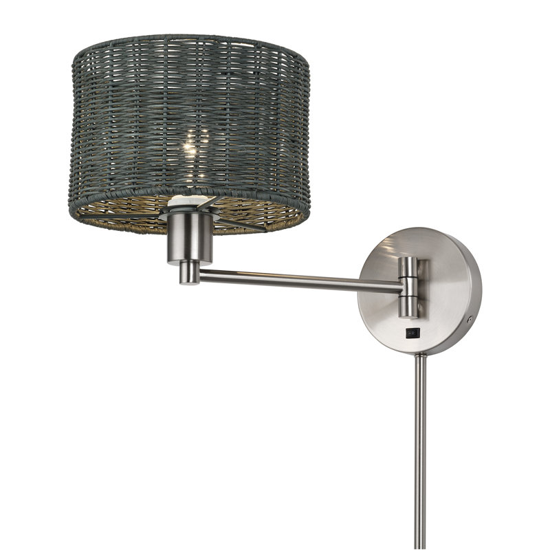 Lampe murale à bras articulé en nickel brossé 1 lumière Adabella, Nickel brossé, Gris