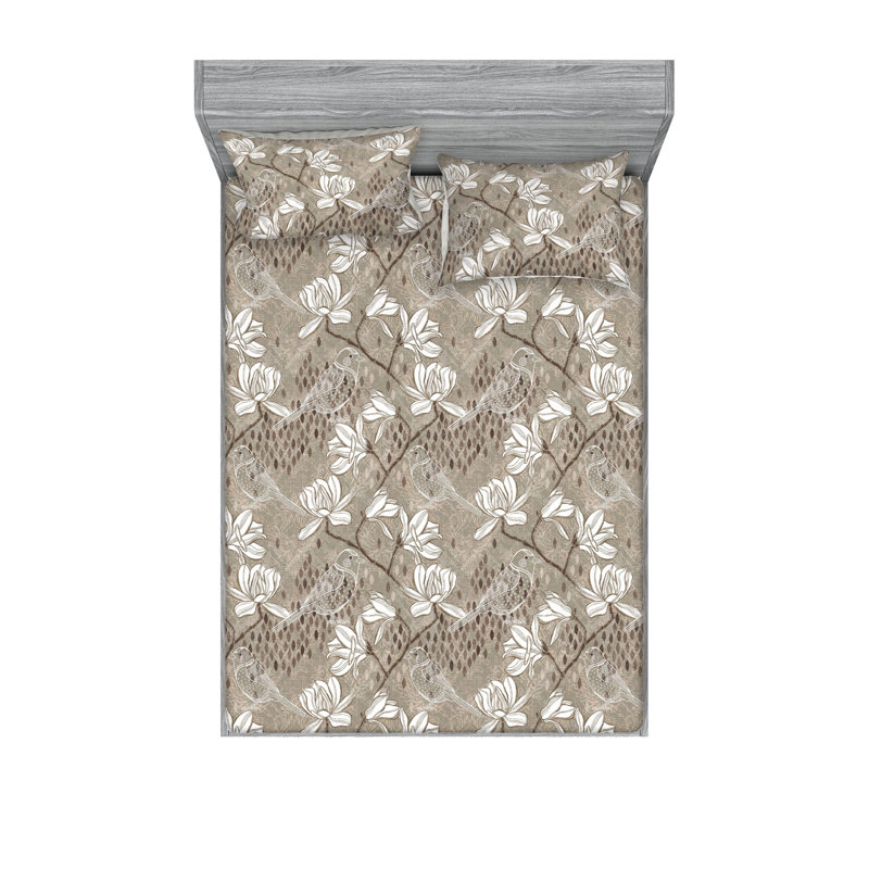 Drap-housse et taies décoratives 3 pièces Ambesonne, Ensemble de draps pour lit double avec 2 taies d'o