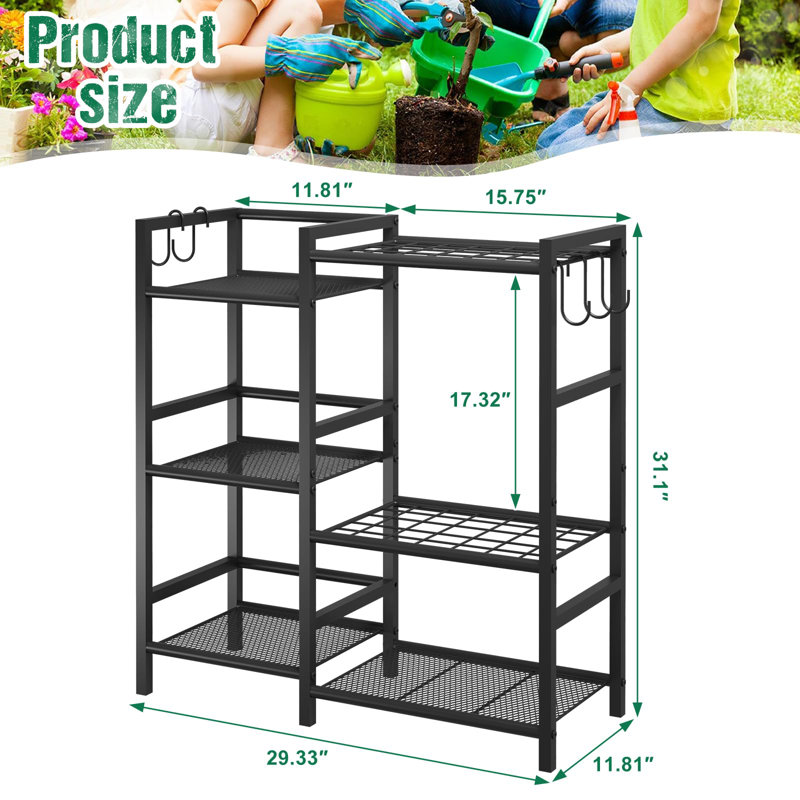Garden Tool Organizer For Garage Organization, 3 Tier Yard Tool Storage Rack With 35 Long-Handled Tool Slots, Black