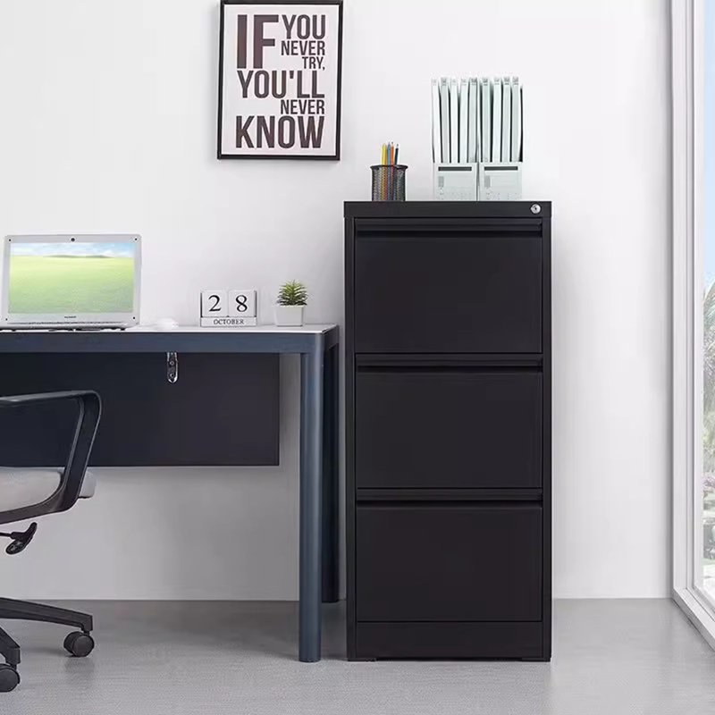 3 Drawer File Cabinet With Lock, Vertical File Cabinet, Office Organizer, Black