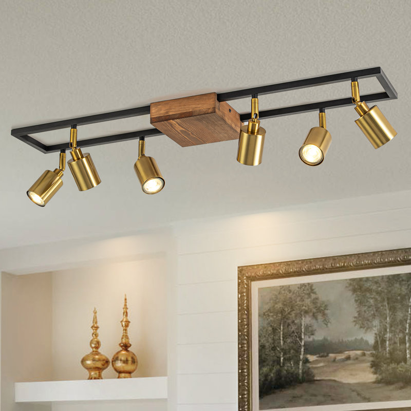  6 - Light 33.1 Inches Square Flush Mount Track Light Kit And Adjustable Head