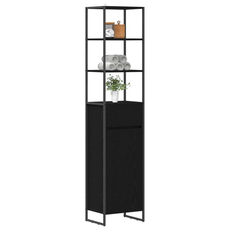 Freestanding Bathroom Cabinet, Black Oak