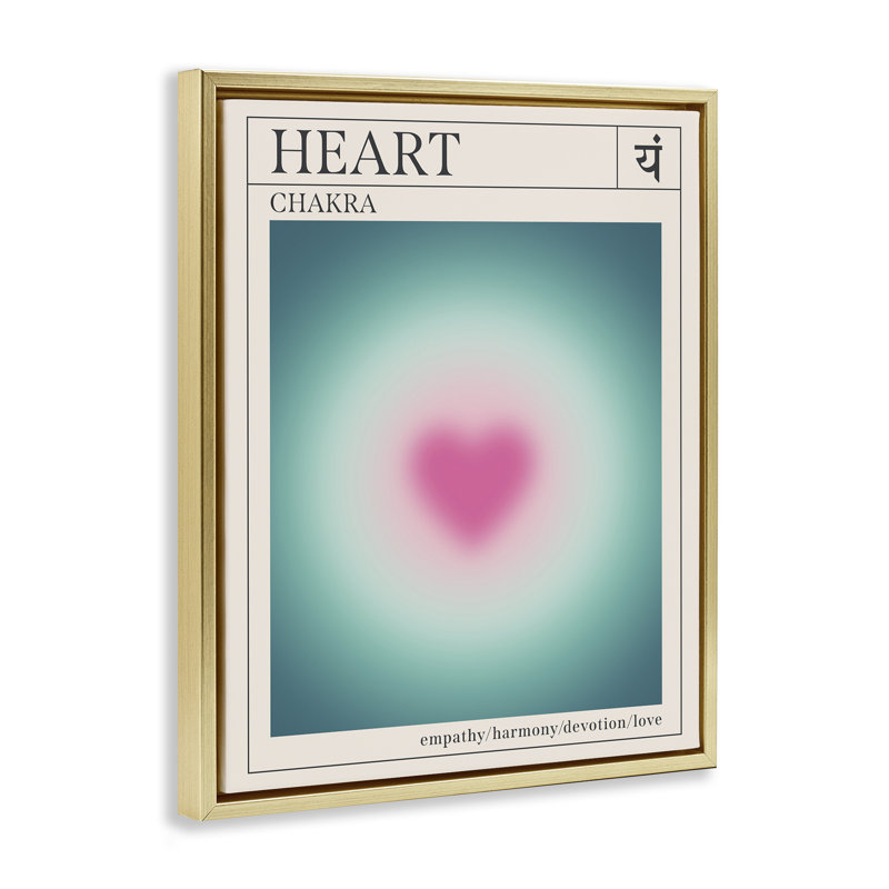 «Heart Chakra Meditation», art mural encadré flottant, Cadre flottant gris lustré, H 21 po x l 17 po