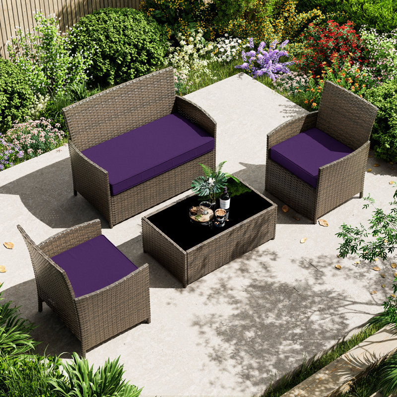 3-Piece Outdoor  Cushion  Covers Set(1 Big Cover+2 Small Covers), Covers Only, Purple
