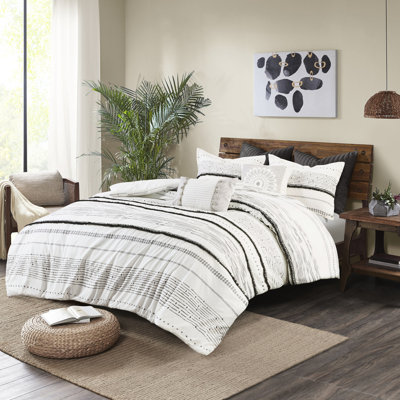 Housse de couette imprimée en coton - Chic pour lit double / grand avec pampilles 100%