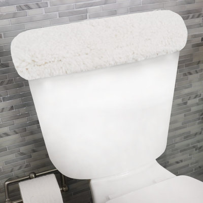 Couvercle de réservoir de toilette 100% coton en peluche avec ajustement élastique, décor décoratif doux pour salle de bain, 10 po x 22 po