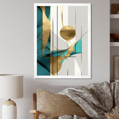 Pleine lune or et turquoise minimalisme sur toile