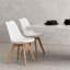 Ensemble de 4 chaises d'appoint en similicuir de ton blanc avec pieds en bois massif, ensemble de 4