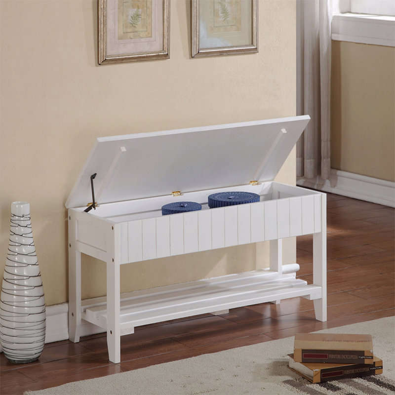 Banc de rangement pour chaussures en bois massif de qualité avec rangement