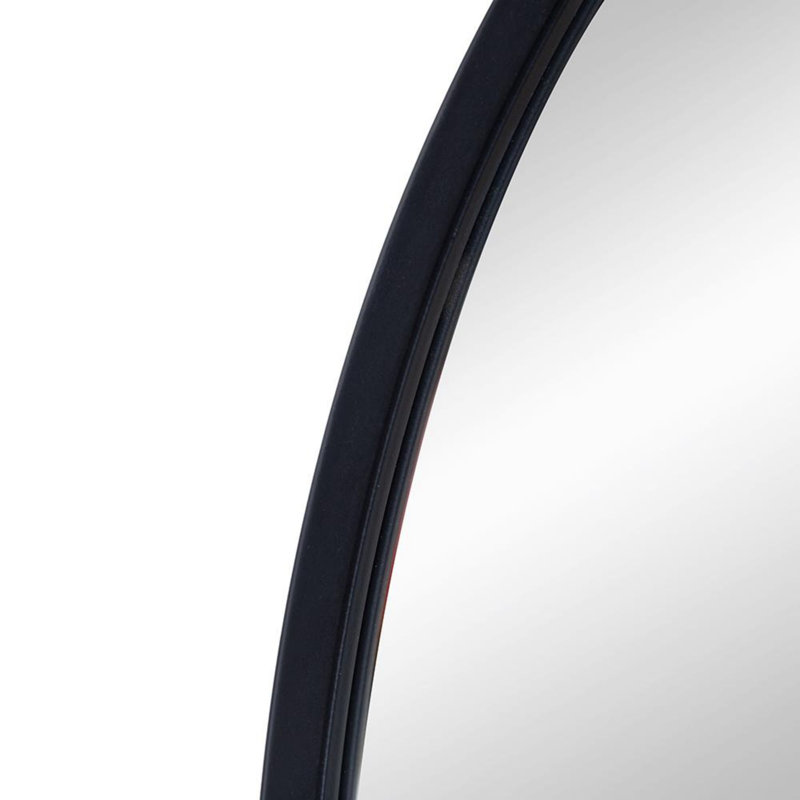 28” x 74” Black Full Length Rectangular Oversized Wall Mirror with Arch Silhouette and Iron Frame, Hang or Lean Against Wall in Home and Office