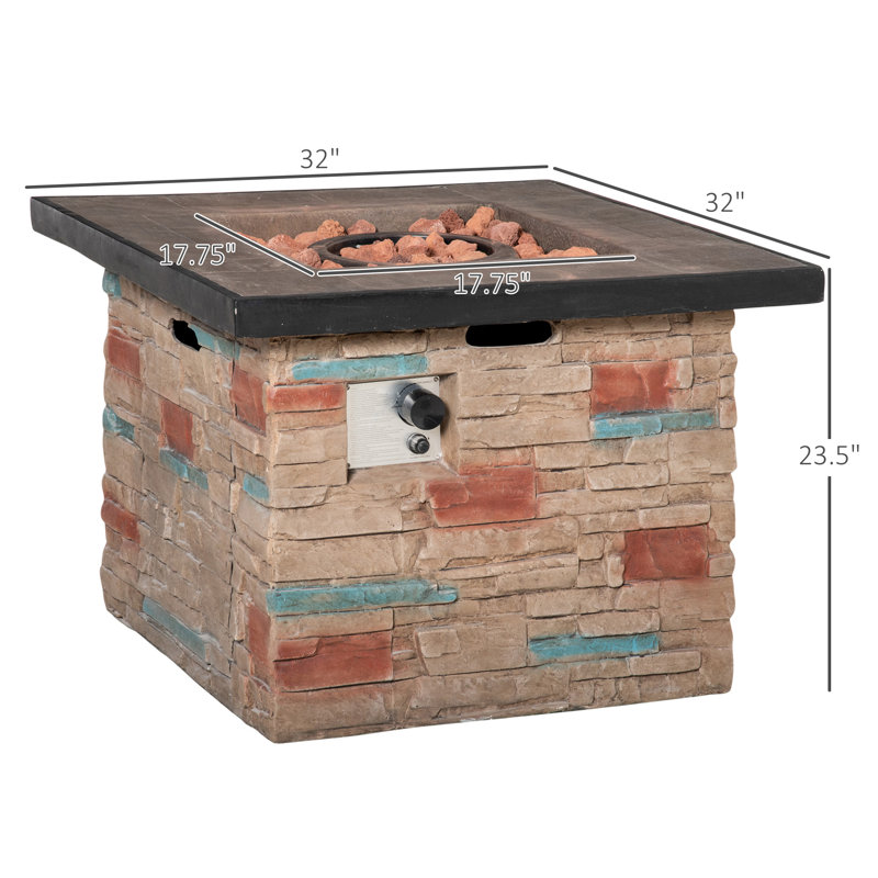 Ameeta Square Stainless Steel Propane Fire Pit Table