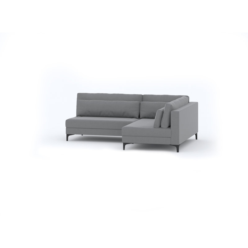 Atsuo Modern Corner Sofa with Metal Black Legs and Loose Cushions, Right Hand Facing