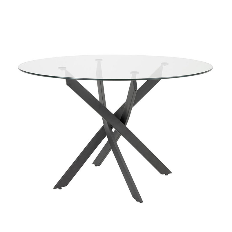 Table de salle à manger à piédestal Gupton, Noir, H 29,5 po L x 47 po l x 47 po