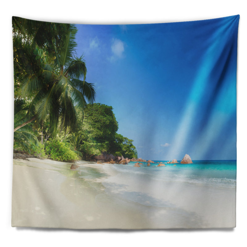 Seascape magnifique praslin island tapisserie seychelles, H 78 po x l 92 po