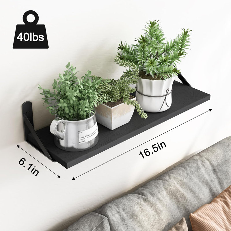 Floating Shelves For Wall - Set Of 6 Wooden Wall Mounted Shelves For Farmhouse Decor, Sturdy Storage Solution For Bedroom, Bathroom, Living Room And Kitchen