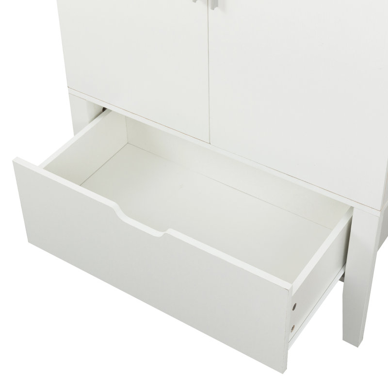Bar Ruben avec porte-bouteilles et porte-verres, Brun / Blanc