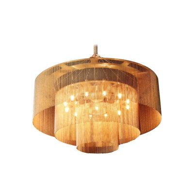 Lustre rond en acier inoxydable clair à 3 niveaux Kiska