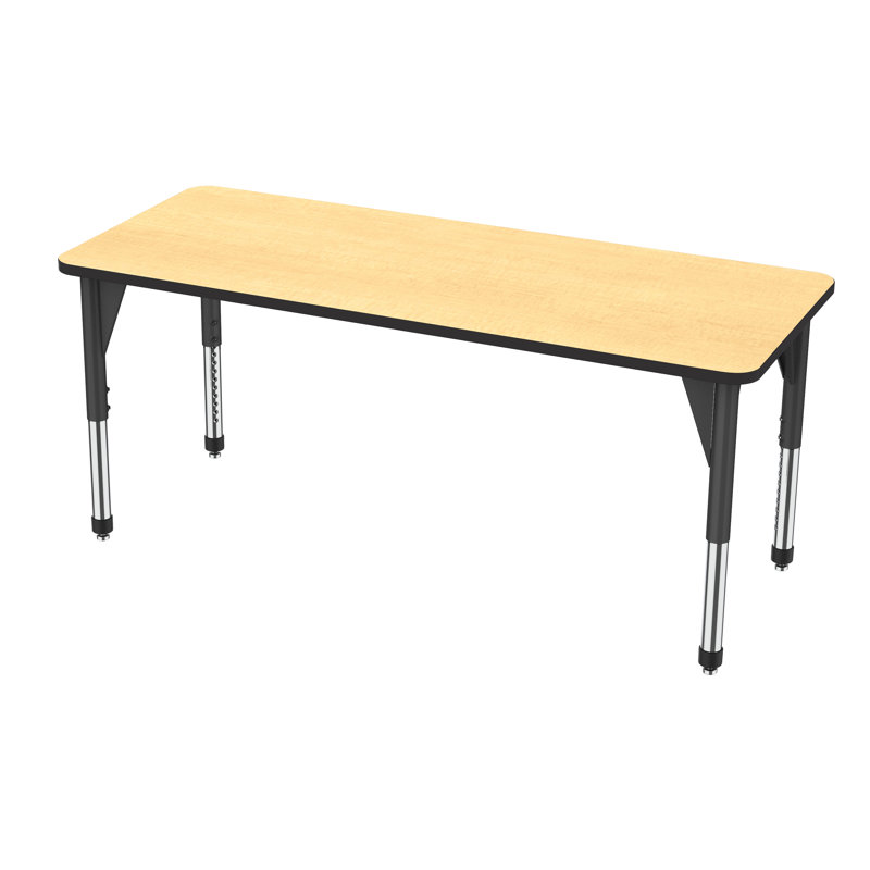 Table d'activité rectangulaire à hauteur réglable Premier Series, H 31 po x L 72 po x l 30 po, Noir, Érable fusion