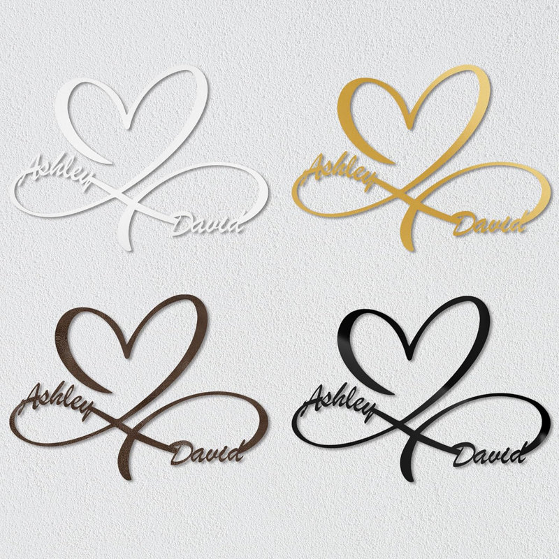 Cadeaux en forme de cœur pour l'amour, cadeau de mariage unique, enseignes en métal personnalisables, décorations murales dorées