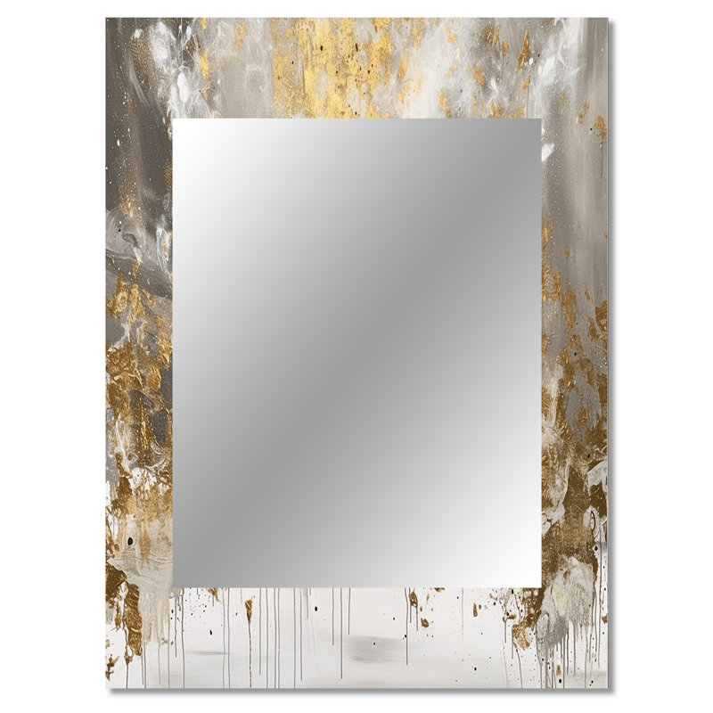 Golden Abstract - miroir mural abstrait unique, miroir moderne, impression d'art en métal, 40 po x 30 po