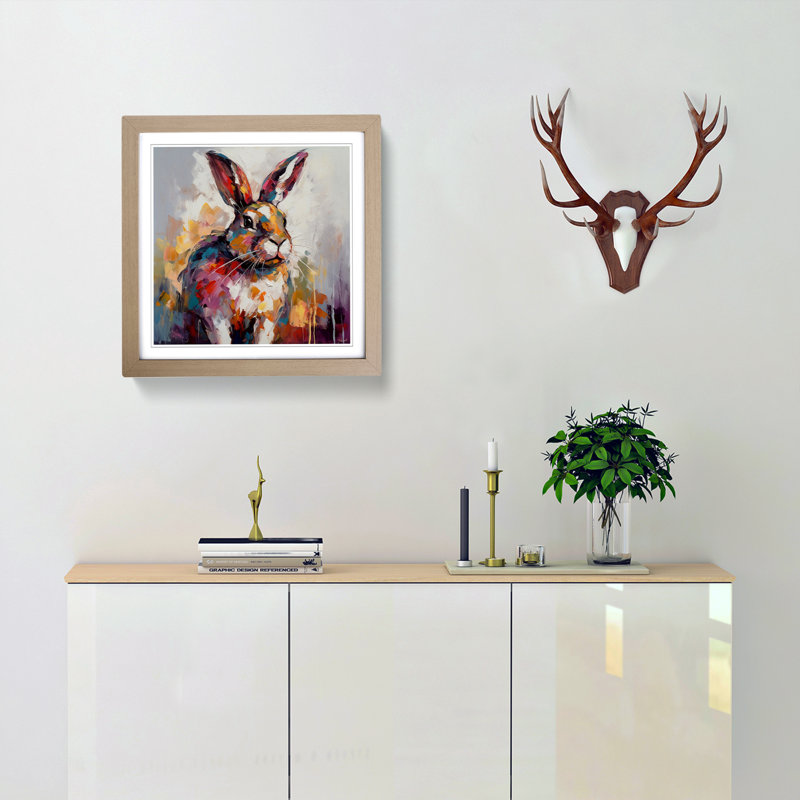 Rabbit Palette Knife No.4 Framed Print, Oak