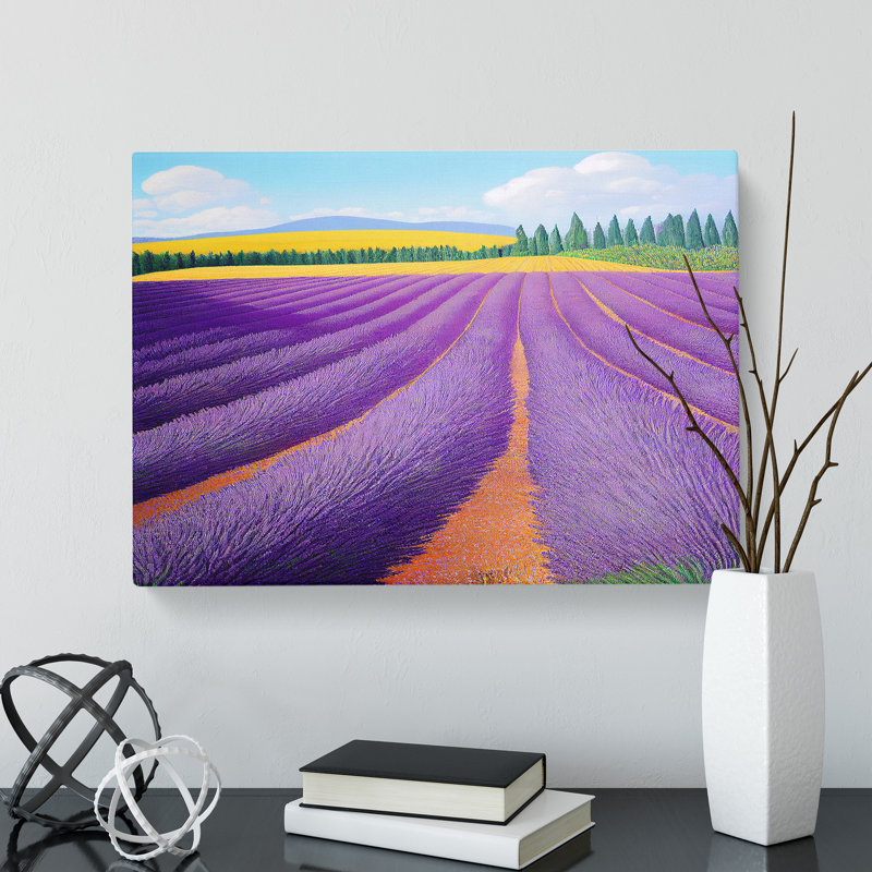 Overwhelming Lavender Flower Field - Wrapped Canvas, 50cm H x 76cm W x 3cm D