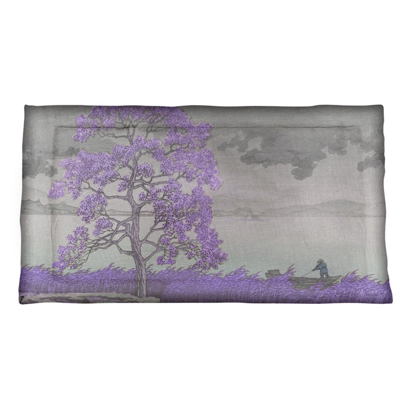 Taie décorative Hasui Kawase, Grand lit, Microfibre, Mauve
