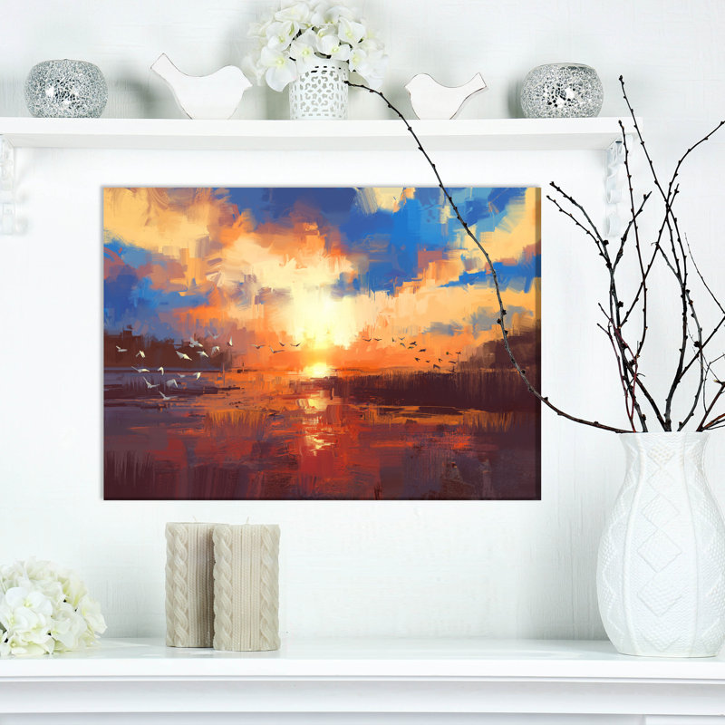 " Sunset On The Lake ", 12" H x 20" W x 1" D