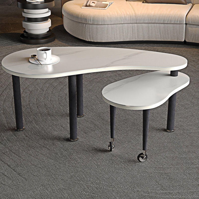 Table basse rotative en bois, Blanc