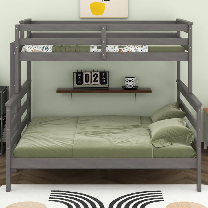 Wood Twin XL Over Queen Bunk Bed With Ladder