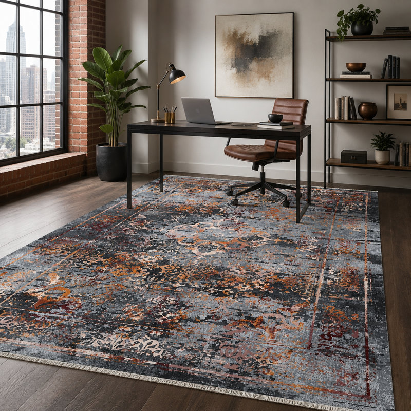 Floral Cotton and Chenille Flatweave Area Rug, 160 cm round