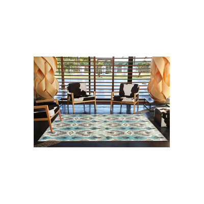 Tapis tissé lavable à motifs bleus