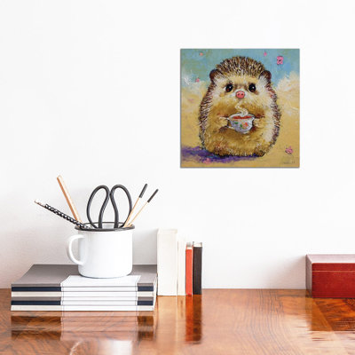 «Tea Shop Hedgehog», reproduction d'art sur toile tendue