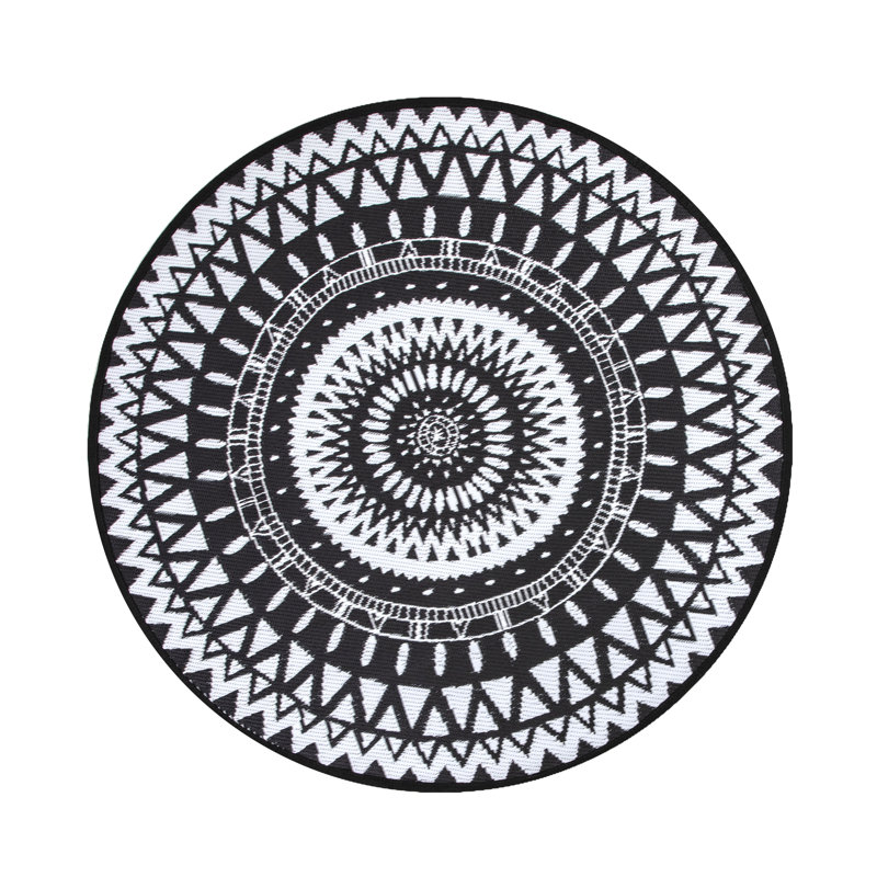 Tapis rond noir / blanc Juleimy, Rond 5 pi