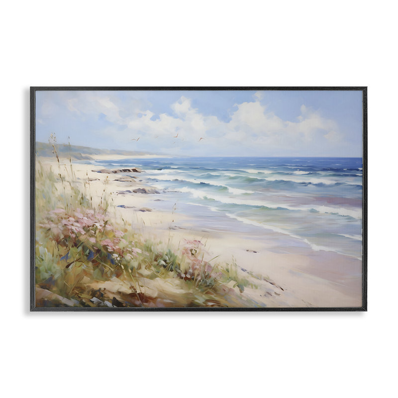  «Summer Coastal Waves», estampe numérique par Franklyn Gregory, H 12 po x l 18 po, Giclée encadrée noir minuit